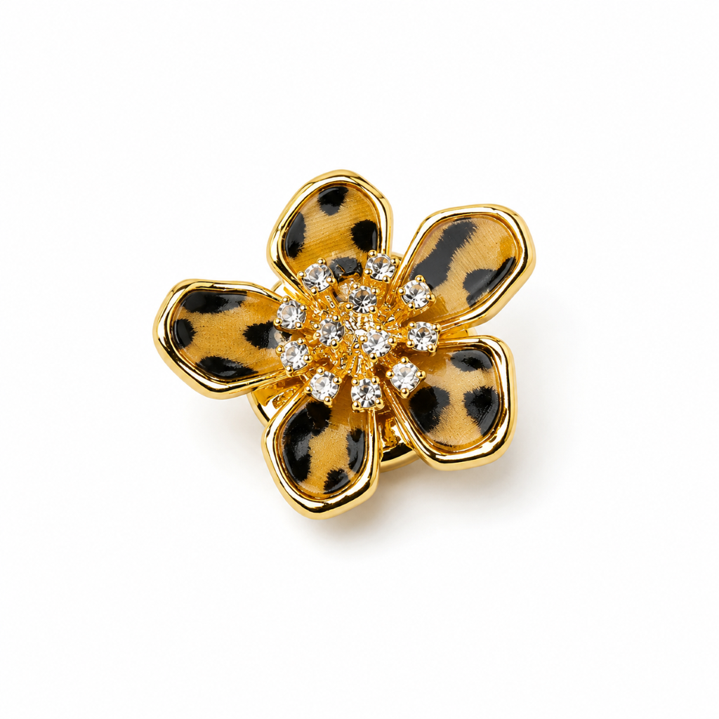fleur, cache-boutons, leopard, tendance